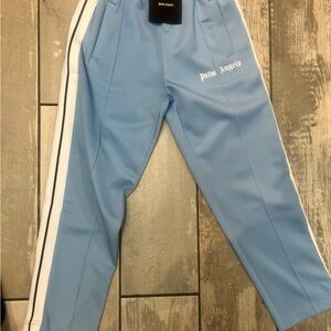 Palm Angels Blue Sweatpants with White Stripes